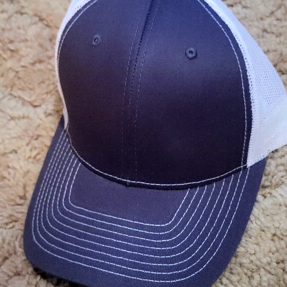 Gray and white baseball cap